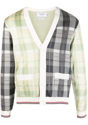 Thom Browne panelled checked cardigan - White