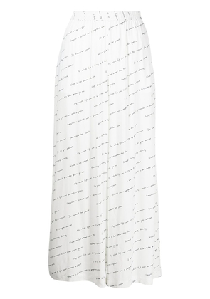 Rosetta Getty slogan-print silk trousers - White