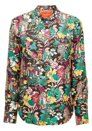 La DoubleJ Portofino floral-print silk shirt - Brown