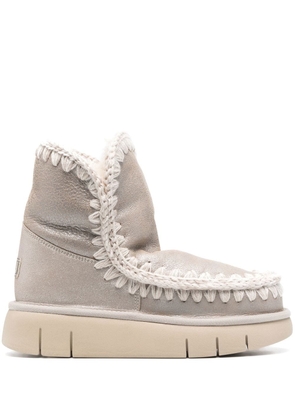 Mou logo-patch chunky boots - Silver