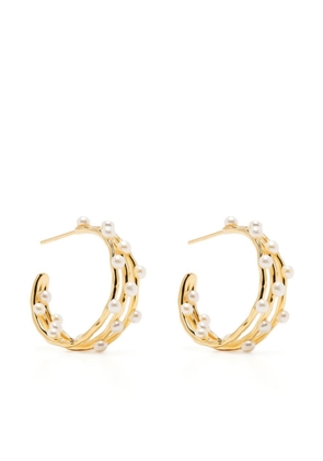 DOWER AND HALL medium waterfall pearl hoop-earrings - Gold