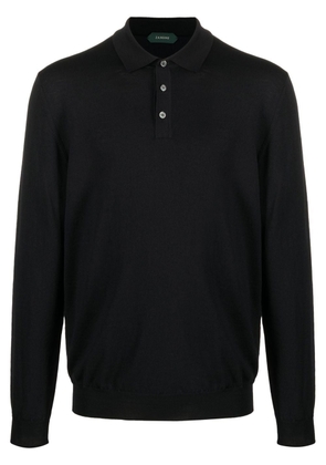 Zanone virgin wool blend polo shirt - Black