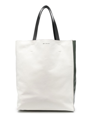 Marni logo-print leather tote bag - Neutrals