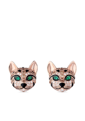 Boucheron 18kt rose gold Fuzzy The Leopard diamond and emerald earrings