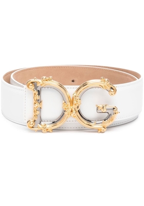 Dolce & Gabbana baroque DG logo belt - White