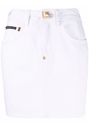 Philipp Plein denim mini skirt - White
