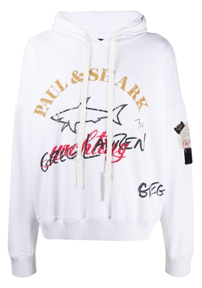 Greg Lauren X Paul & Shark logo-print hooded sweatshirt - White