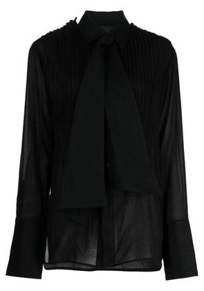 Yohji Yamamoto pussy-bow collar blouse - Black