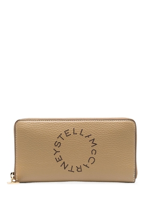 Stella McCartney logo-print pebbled wallet - Neutrals