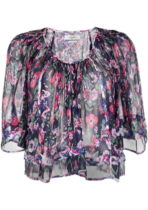 MARANT ÉTOILE Roxini floral-print cropped blouse - Purple