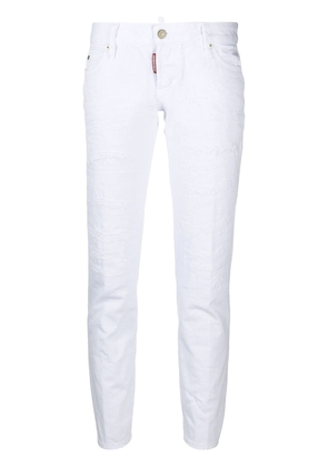 Dsquared2 logo-patch cropped denim jeans - White