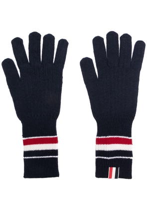 Thom Browne RWB stripe wool gloves - Blue