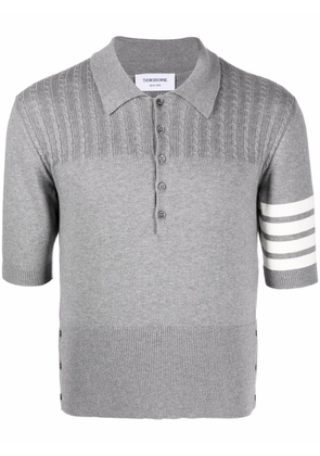 Thom Browne 4-Bar stripe knit polo shirt - Grey