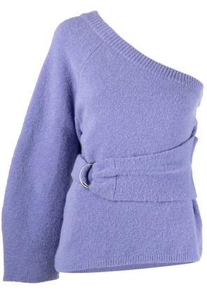 Nanushka asymmetric belted knitted top - Purple