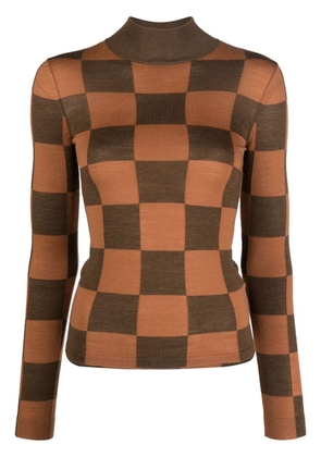 Nanushka checkerboard-pattern knitted top - Brown