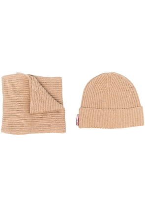 Dsquared2 knitted beanie hat and scarf set - Neutrals