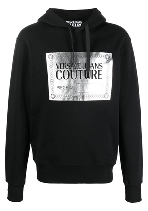 Versace Jeans Couture metallic logo-print cotton hoodie - Black