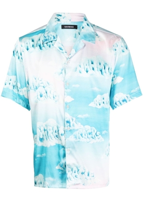 Nahmias clouds-motif short-sleeved shirt - Blue