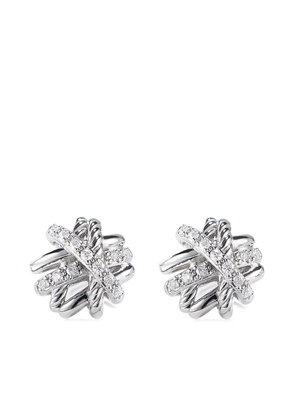 David Yurman sterling silver Crossover diamond stud earrings