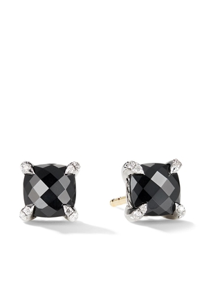 David Yurman sterling silver Petite Chatelaine onyx and diamond stud earrings - Black