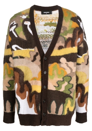 Dsquared2 Gouache graphic-print knit cardigan - Brown