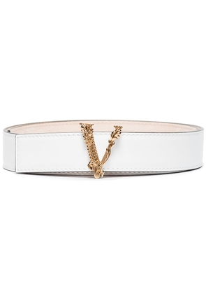 Versace Virtus buckle belt - White