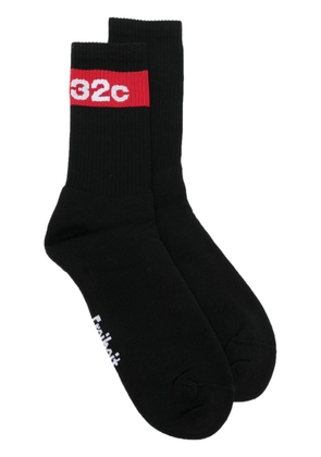 032c logo-print knit socks - Black