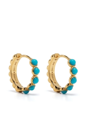 DOWER AND HALL turquoise-embellished huggie hoops - Gold