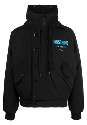 Moschino logo-print hooded jacket - Black
