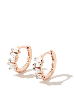 Suzanne Kalan 18kt rose gold diamond huggie earrings - Pink