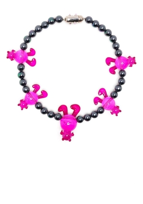 Natasha Zinko bunny-charm beaded necklace - Pink