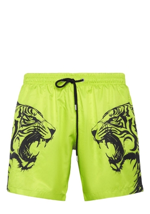 Plein Sport tiger-print swim shorts - Yellow