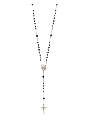 Dolce & Gabbana 18kt white gold crucifix rosary bead necklace - Black