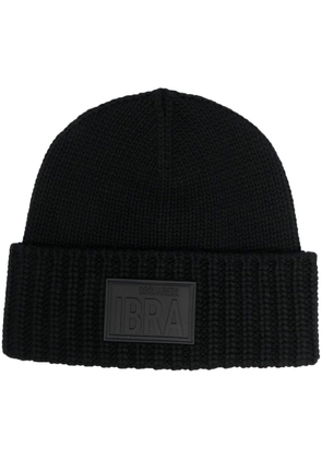 Dsquared2 logo-patch knit beanie hat - Black