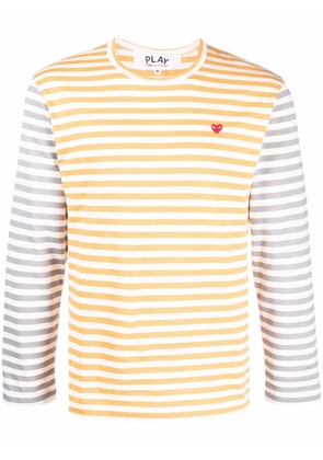 Comme Des Garçons Play logo-embroidered striped T-shirt - Orange