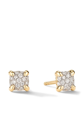 David Yurman 5mm 18kt yellow gold petite Chatelaine diamond stud earrings - Silver