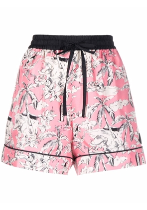 Moncler graphic-print silk shorts - Pink