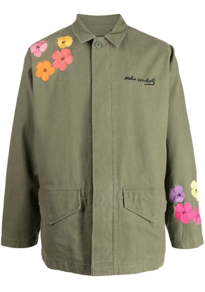 Maharishi embroidered floral shirt jacket - Green
