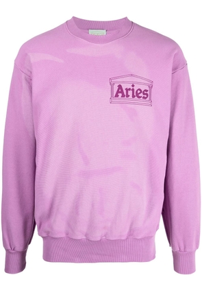 Aries chest-logo crew-neck sweatshirt - Pink