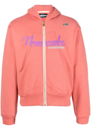NAMESAKE Henri logo-print zip-up hoodie - Pink