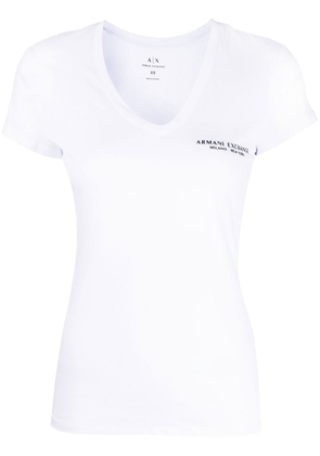 Armani Exchange logo-print V-neck T-shirt - White