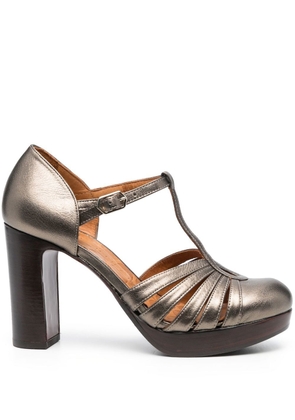 Chie Mihara cut-out leather 100mm pumps - Gold