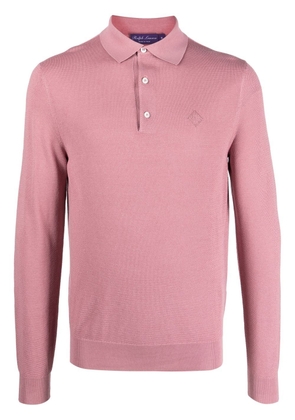 Ralph Lauren Purple Label embroidered-logo long-sleeve polo shirt - Pink