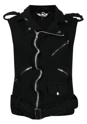 Black Comme Des Garçons chunky-knit biker vest