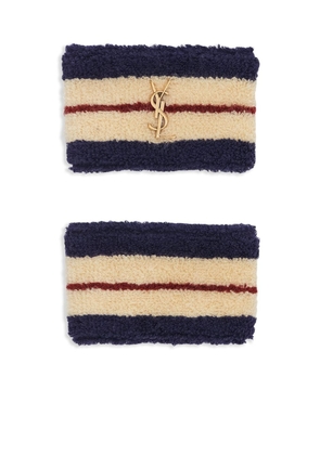 Saint Laurent striped terrycloth wristband (pack of two) - Blue