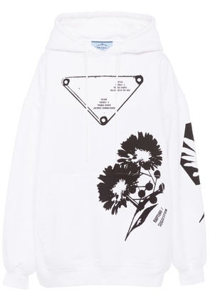 Prada graphic-print drawstring hoodie - White