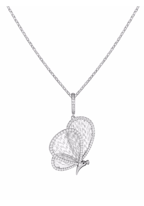 Boghossian 18kt white gold Titanium Fiber butterfly medium diamond pendant necklace - Silver