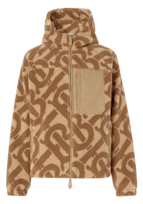 Burberry TB monogram fleece zipped hoodie - Brown