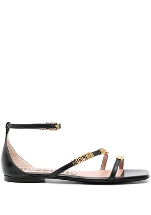 Moschino logo-lettering leather sandals - Black