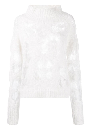 Cecilie Bahnsen distressed-effect roll-neck jumper - White